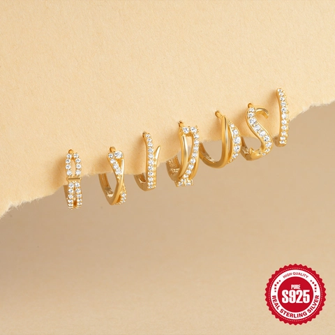 925 Sterling Zilver Onregelmatige Gedraaide Creolen Voor Vrouwen Minimalistische Ingelegde Zirconia Oorbellen Mode Sieraden