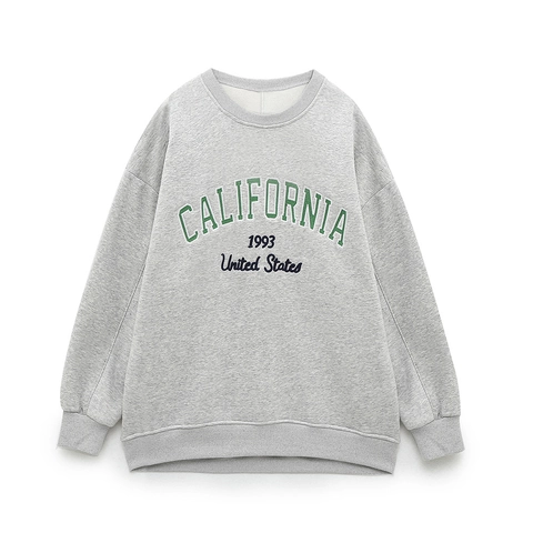 Felpa E Pantaloni Sportivi Donna Casual Maglia Misto Cotone California Stampa Lettere Maniche Lunghe Girocollo Sportivo