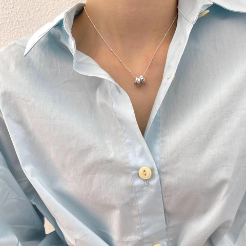 Collana In Argento Sterling 925 Cerchi Intrecciati Geometrico Irregolare Ciondolo In Zircone Stile Francese Elegante Donna