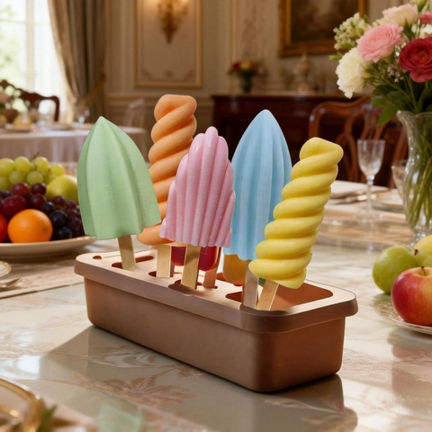 Silicone Popsicle Molds DIY Ice Cream Maker Spiral Cone Shapes Food Grade Reusable Kitchen Tool With Lid And Wooden Sticks