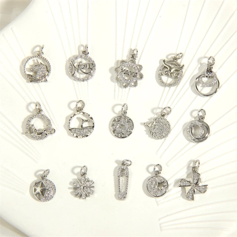 Ciondoli In Rame Con Intarsio In Zircone Placcato Oro Rodio Per Creazione Gioielli Fai Da Te Lettere MAMA Mom Forme Di Animali Pendenti Moda