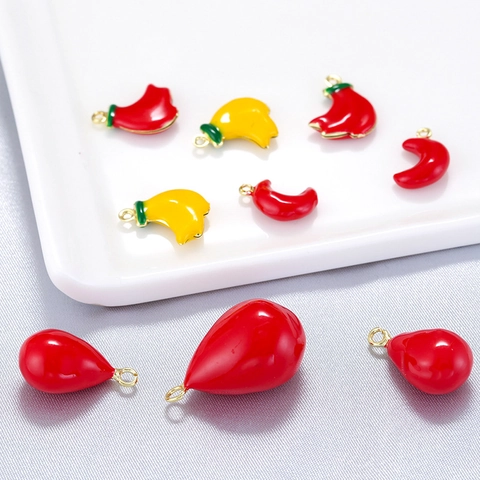 DIY Κοσμήματα Κατασκευή Charms Ορείχαλκος Σμάλτο Φρούτα Σελήνη Σταγόνα Νερού Μενταγιόν Πολύχρωμο Μόδα Αξεσουάρ