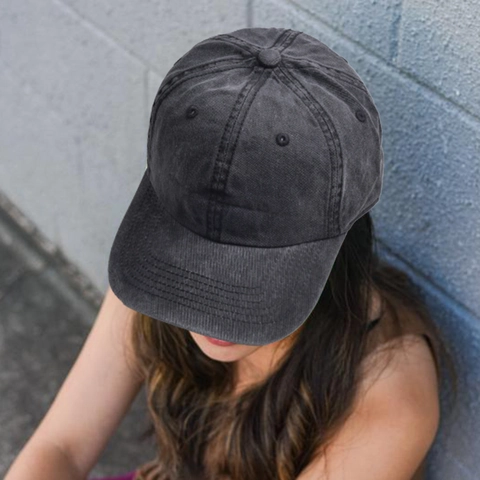 Washed Cotton Baseball Cap Vintage Distressed Adjustable Sun Protection Solid Color Unisex Dad Hat Outdoor Sport Casual