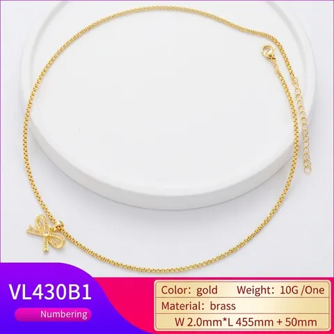 Elegante Collar con Colgante de Lazo Cobre Circonia Incrustado Cadena de Eslabones Gargantilla para Mujer Joyería de Lujo