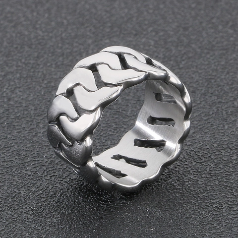 Anillo De Cadena Cuban Link Acero Inoxidable Banda Ancha Hueca Estilo Hip Hop Rock Punk Joyería Accesorios Para Hombres