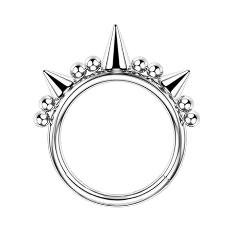 Septum Clicker Nose Ring Hoop 316L Surgical Stainless Steel Spiked Beads Punk Body Piercing Jewelry Unisex