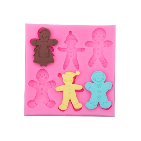 Gingerbread Man Silicone Mold Christmas Halloween Theme Flexible Multi Cavity For Chocolate Fondant DIY Craft Baking