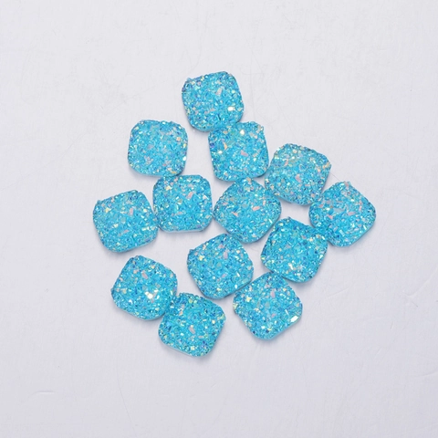 Square Resin Druzy Cabochons Sparkly Glitter Flat Back DIY Jewelry Making Accessories Findings Starry Sky Pattern