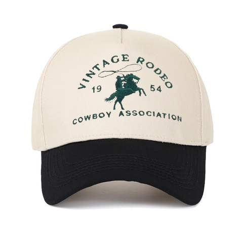 Βαμβακερό Καπέλο Μπέιζμπολ Vintage Rodeo Cowboy Association Κέντημα Color Block Ρυθμιζόμενο Καπέλο Trucker