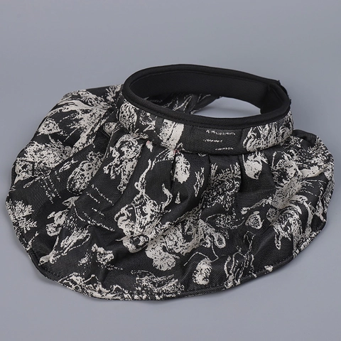 Chapeau Soleil Vide Femmes Polyester Grand Bord Protection UV Été Vintage Imprimé Encre Visière Réglable Modelable