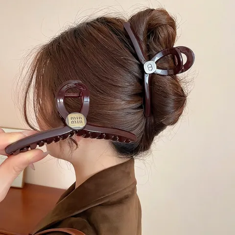 Pinza De Pelo Retro De Acrílico Minimalista Brillante Garra De Pelo Mujeres Accesorio Elegante Estilo Francés Decoración De Metal