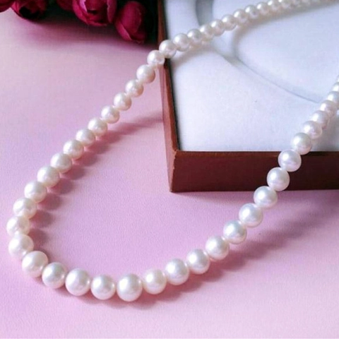 Collier Künstliche Perles Imitation Blanc Élégant Femmes Rangée Simple Künstliche Perles Rondes Bijoux Fermoir Alliage Accessoire Mariage Classique