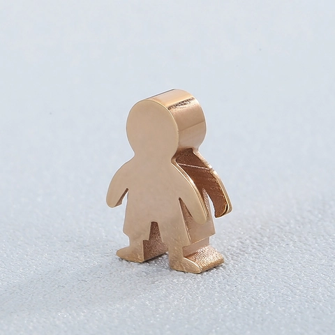 Ciondolo Figura Cartone Animato In Acciaio Inossidabile Lucidato A Specchio Silhouette Di Ragazzo Per Creazione Gioielli DIY