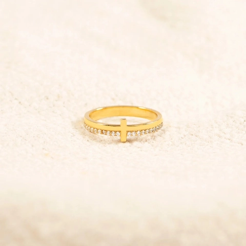 Anello A Croce In Argento Sterling 925 Minimalista Intarsiato Con Zircone Gioielli Alla Moda Eleganti Da Donna