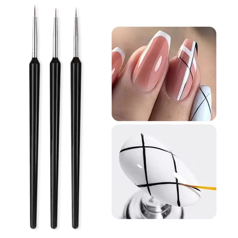 Nail Art Liner Brushes With Nylon Bristles Metal Tube And Plastic Handle For Manicure Painting Drawing Detail Design
