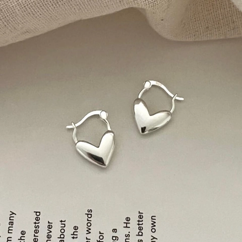 Herz Huggie Hoop Ohrringe 925 Sterling Silber Minimalistischer Koreanischer Stil Süßer Schmuck Für Frauen Zierlich