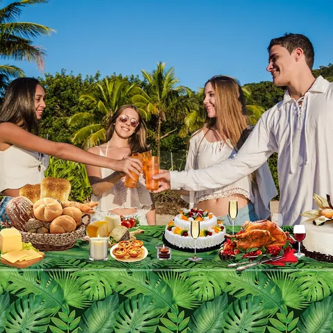 Stoviglie Festa Safari Giungla Piatti Usa E Getta Forma Animale Tovaglia Foglie Tropicali Banner Cartone Animato Decorazioni