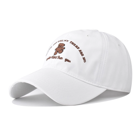 Baseball Cap Cotton Cartoon Bear Embroidery Adjustable Peaked Sun Hat For Men And Women Casual Outdoor Accessories