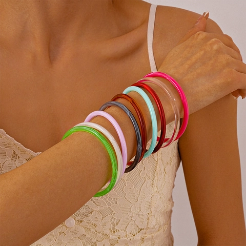 Brazalete De Acrílico Colorido Resina Estilo Dopamina Minimalista Elegante Joyería De Mano Para Mujeres Accesorio Moda