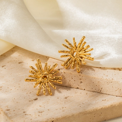 Französisch Vintage Edelstahl Sternschliff Ohrstecker Luxus Sonnenblumen Ohrringe Für Damen Gold Schmuck