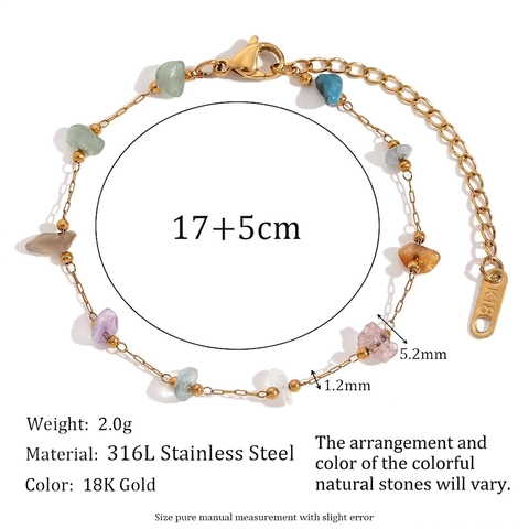 Stainless Steel Natural Stone Artificial Pearl Necklace Bracelet Gold Plated Bohemian Crushed Stone Chain For Women Jewelry