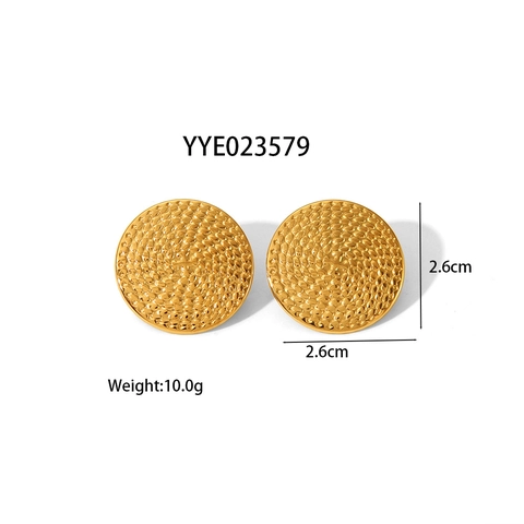 Stainless Steel Geometric Gold Earrings For Women Retro Heart Starfish Textured Stud Earrings Ins Fashion Jewelry