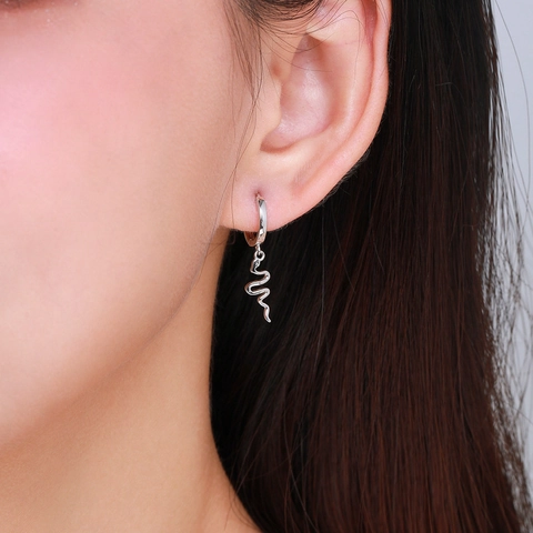 Schlangen Creolen 925 Sterling Silber Minimalistische Tier Ohrringe Für Damen Eleganter Tierischer Schmuck