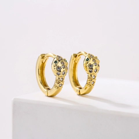 Minimalistische Schlangen Ohrringe Damen Vergoldet Kupfer Mit Grün Weiß Zirkonia Personalisierte Huggies Schmuck