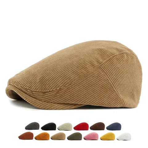Gorra Plana De Pana Vintage Ivy Hat Boina Retro Británica Ajustable Color Sólido Otoño Invierno Para Hombres Y Mujeres