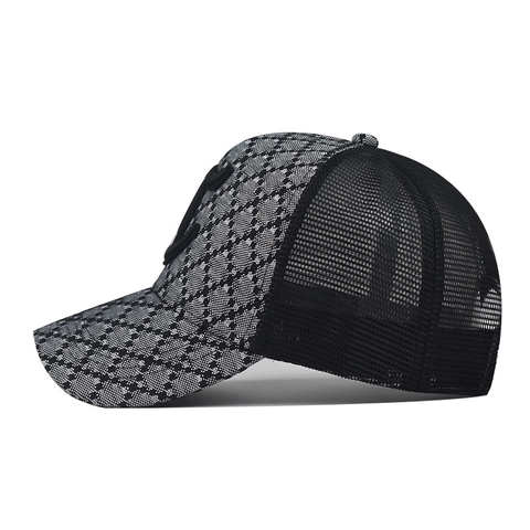 Gorra De Béisbol Trucker Cuadros Letra C Malla Ajustable Exterior Transpirable Deportivo Retro Algodón