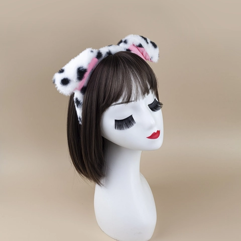 Accessori Per Costume Cosplay Cane Dalmata Cerchietto Orecchie Peluche Coda Papillon Naso Gonna In Rete Per Festa