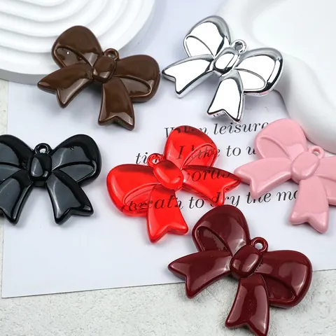 Colorful Acrylic Bowknot Charms Pendants Electroplated Glossy For DIY Jewelry Making Bracelets Necklaces Handcrafted