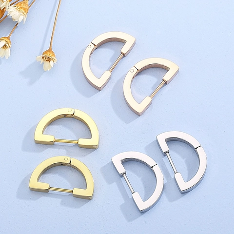 Orecchini In Acciaio Inossidabile Forma D Geometrici Minimalisti Huggie Hoop Gioielli Di Moda Per Uomo E Donna