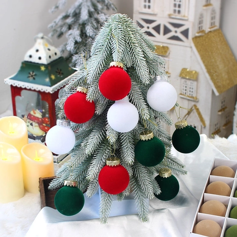 Vlokken Kerstballen PET Fluweel Textuur Kerstboom Hangende Decoraties Festival Feest Home Decor Veelkleurige Ornamenten