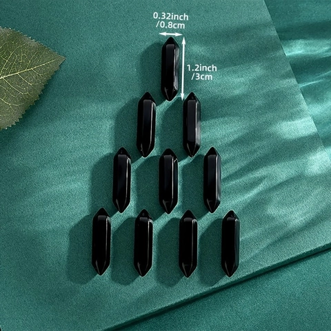 Schwarzer Onyx Hexagonal Kristallpunkt Doppelt Terminiert Heilstein Poliert Quarz Heimdekoration Meditation Natürlich