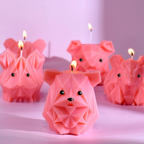 3D Animal Silicone Molds For DIY Scented Candle Soap Resin Casting Food Grade Origami Geometric Dog Cat Bear Dragon