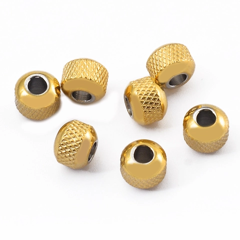 Stainless Steel Knurled Spacer Beads Round Textured Metal Loose Beads For DIY Bracelet Necklace Jewelry Making Finding