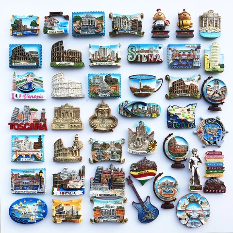 Italien Tourismus Souvenir Kühlschrankmagnete Relief Harz Handbemalt Rom Venedig Pisa Florenz Reise Geschenk Heimdekoration