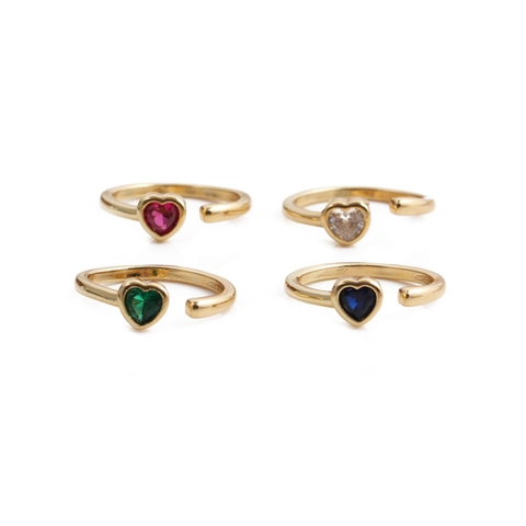 Heart Shape Ring Copper Micro Inlaid Zircon Open Adjustable Finger Jewelry For Women Gold Plated Elegant Minimalist