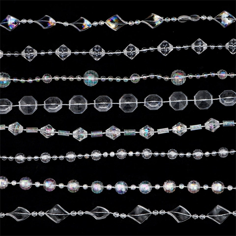 Cadena De Cuentas De Cristal Acrílico Hebras Irisadas Facetadas Transparentes Para Joyas DIY Decoración Boda Fiesta