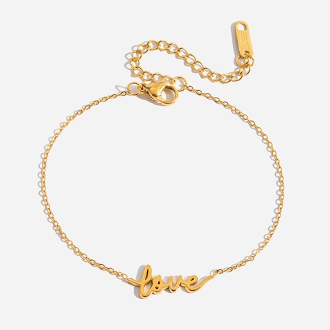 Lussuoso Bracciale con Ciondolo Lettera Love in Acciaio Inossidabile Placcato Oro 18K per Donna Catena Regolabile Minimalista Regalo