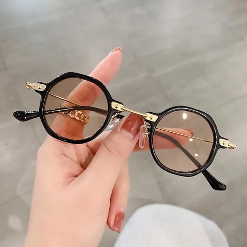 Retro Ronde Zonnebril Blauw Licht Filter Bril Metaal Kunststof Frame Vintage Polygonaal Brillen Dames Heren UV400 Bescherming