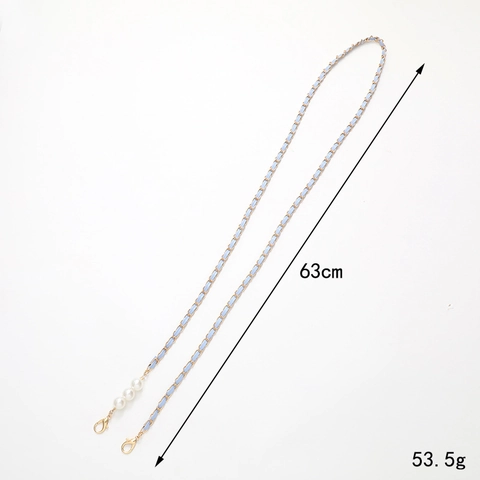 Cordón para Teléfono Elegante de Cuero PU Trenzado con Cadena de Metal y Decoración de Perla Artificial para Mujer