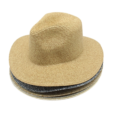 Straw Fedora Hat Woven Paper Sun Protection Wide Brim Beach Vacation Summer Jazz Style For Men Women