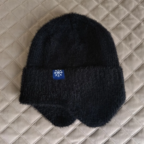 Bonnet En Tricot D'Hiver Protection Des Oreilles Fausse Fourrure De Vison Chaud Épais Coupe-Vent Patch Flocon De Neige Extérieur Unisexe