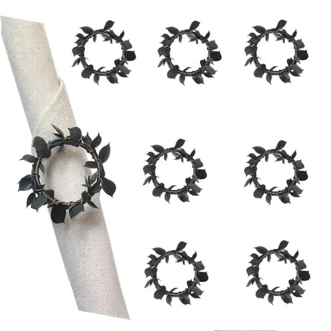 Napkin Rings Artificial Green Leaves Eucalyptus Wreath With Iron Wire Base Rustic Farmhouse Style Table Decor For Wedding Party