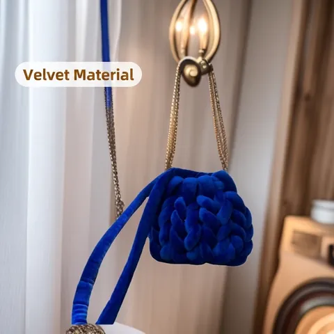 Grob Gewebte Umhängetasche Samt Handgefertigter Stil Mini Crossbody Pouch Lässige Mode Für Damen