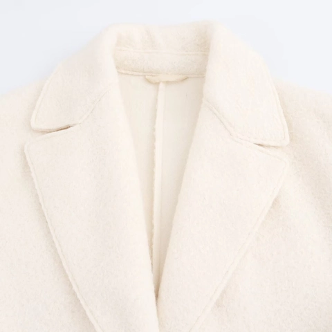 Abrigo Largo De Lana Para Mujer Elegante Corte Holgado Cuello De Solapa Botonadura Sencilla Color Sólido Otoño Invierno