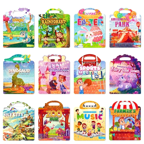 Επαναχρησιμοποιήσιμο Βιβλίο Jelly Stickers Παιδιά Πρώιμη Εκπαίδευση Παιχνίδια Μάθησης Δραστηριότητα Αδιάβροχο Portable DIY Quiet Book