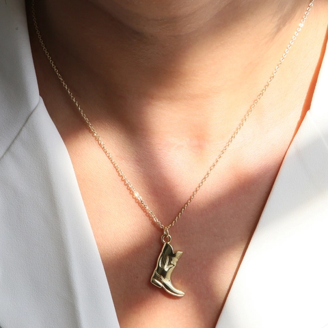 Collana Con Ciondolo Stivale Da Cowboy Western Ottone Placcato Oro 18K Retro Gioielli Personalizzati Per Donne Regalo Moda